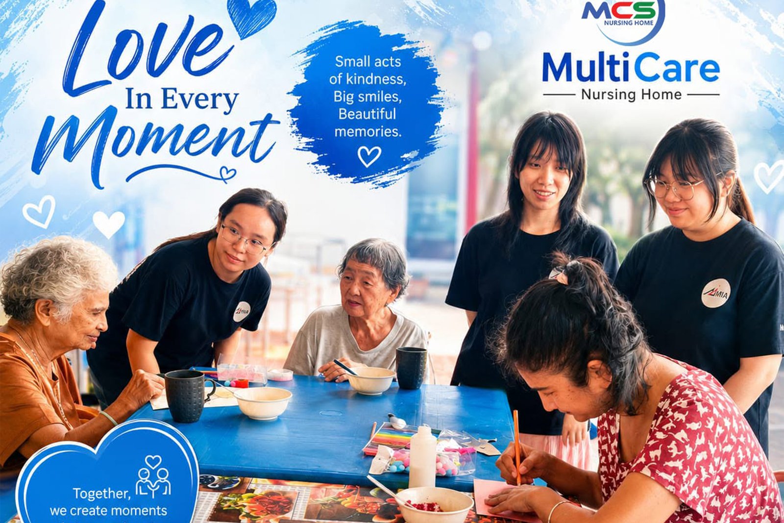 Multicare residents enjoying a shared mealtime activity